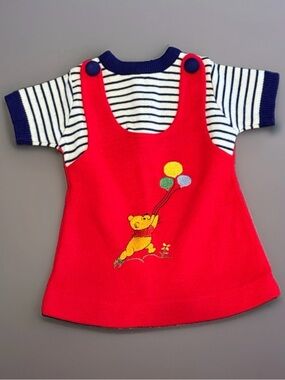 Vintage Winnie the Pooh Nursery Collection Balloon Jumper Dress Baby 6-12M